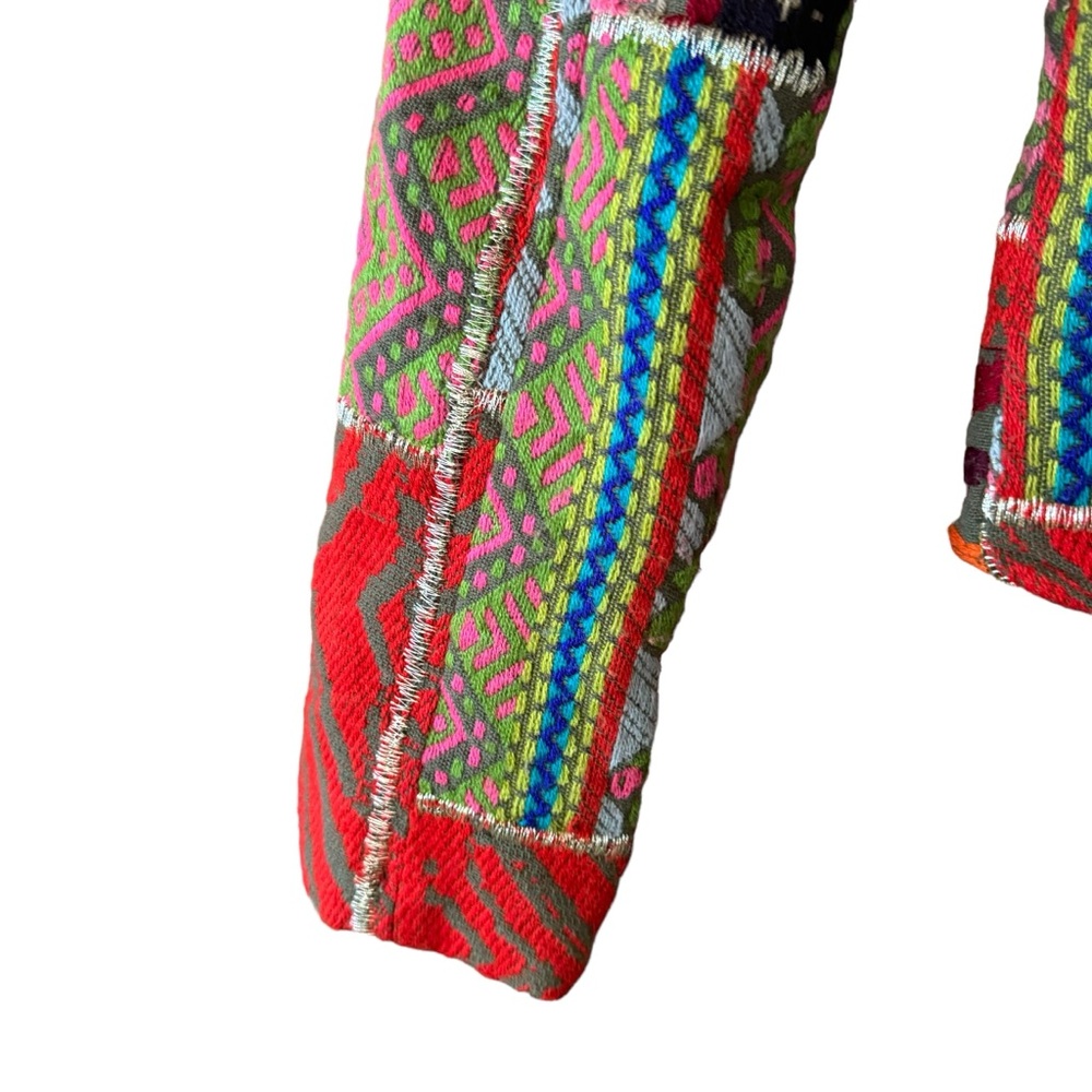 Zara Tapestry Patchwork Moto Jacket Multicolor Zi… - image 7